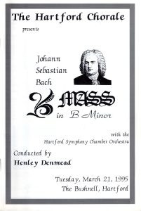 Program cover - Bach Mass in B Minor